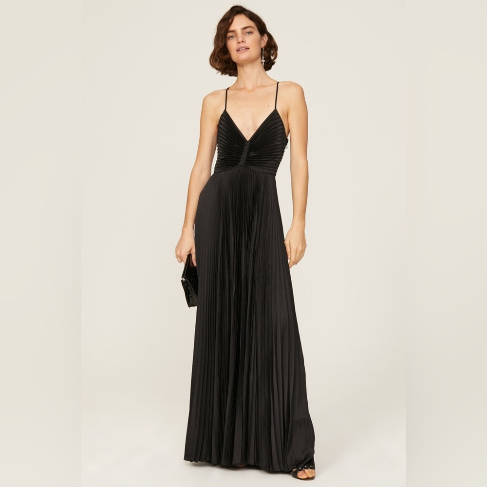 A.L.C. Black Pleated Maxi Dress
